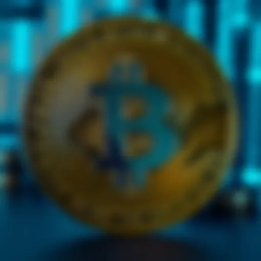 Bitcoin symbol against a digital background