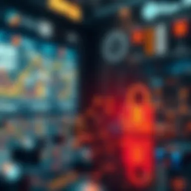 Blockchain technology illustrated with security elements