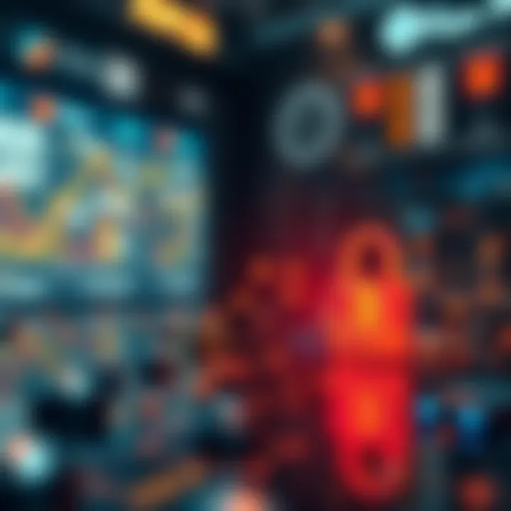 Blockchain technology illustrated with security elements