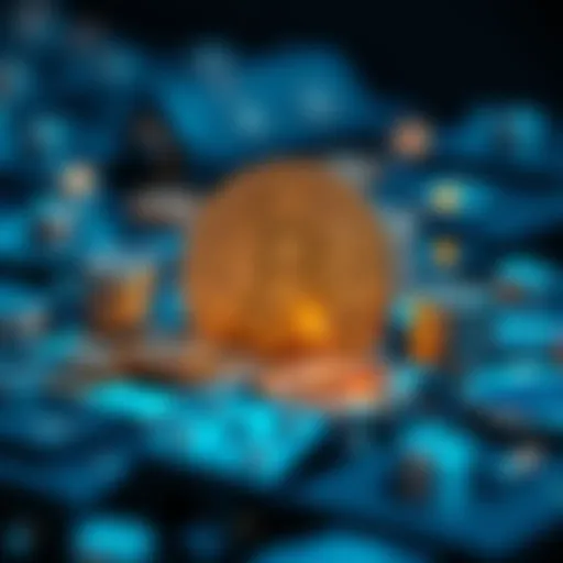 Conceptual illustration of cryptocurrency and digital assets