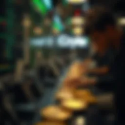 A visual representation of cryptocurrency transactions being processed