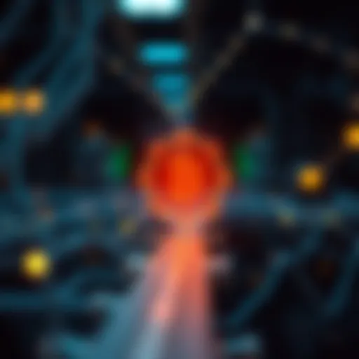 A visual representation of blockchain technology intertwined with artificial intelligence concepts.