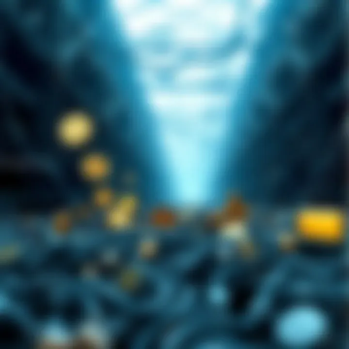 An illustration highlighting the environmental impact of cryptocurrency mining with symbolic representations.