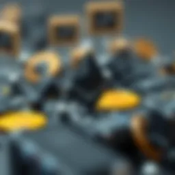 Conceptual representation of Ethereum staking and blockchain technology