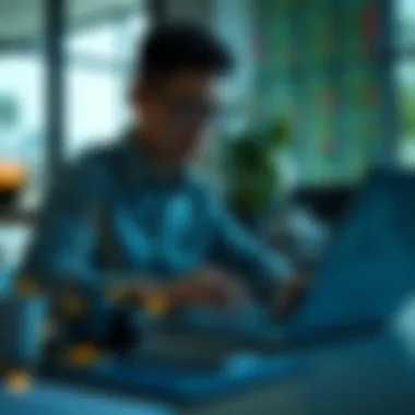 Person analyzing financial data on a laptop