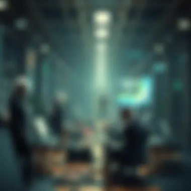 The Future of Work: Blockchain's Impact A futuristic portrayal of blockchain's impact on the workforce and employment landscapes.
