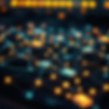 Close-up of blockchain network connections