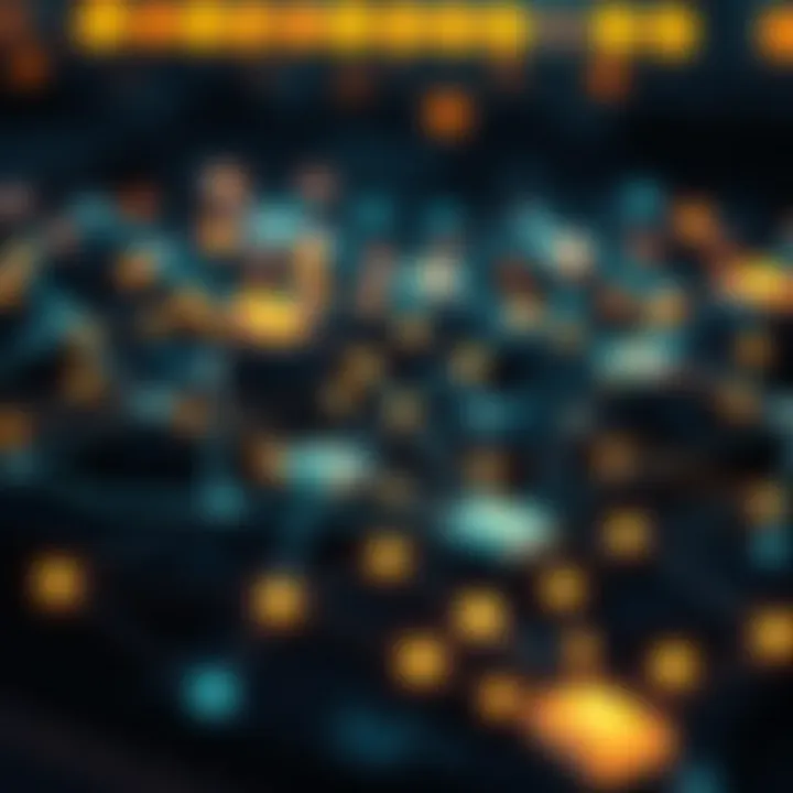 Close-up of blockchain network connections