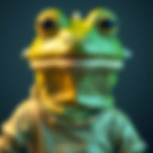 An artistic representation of Pepe Frog symbolizing internet culture